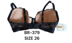 Elegant Black Lace Underwired Bra - BR-379 (Size 26)