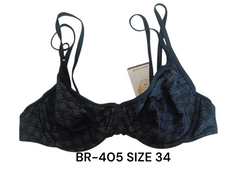 Black Patterned Underwired Bra - BR-405 (Size 34)