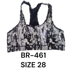 Black & White Splatter Print Racerback Sports Bra – BR-461 (Size 28)