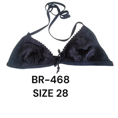 Elegant Black Lace Halter Bra – BR-468 (Size 28)