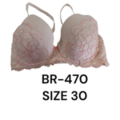 Blush Pink Lace Padded Bra – BR-470 (Size 30)