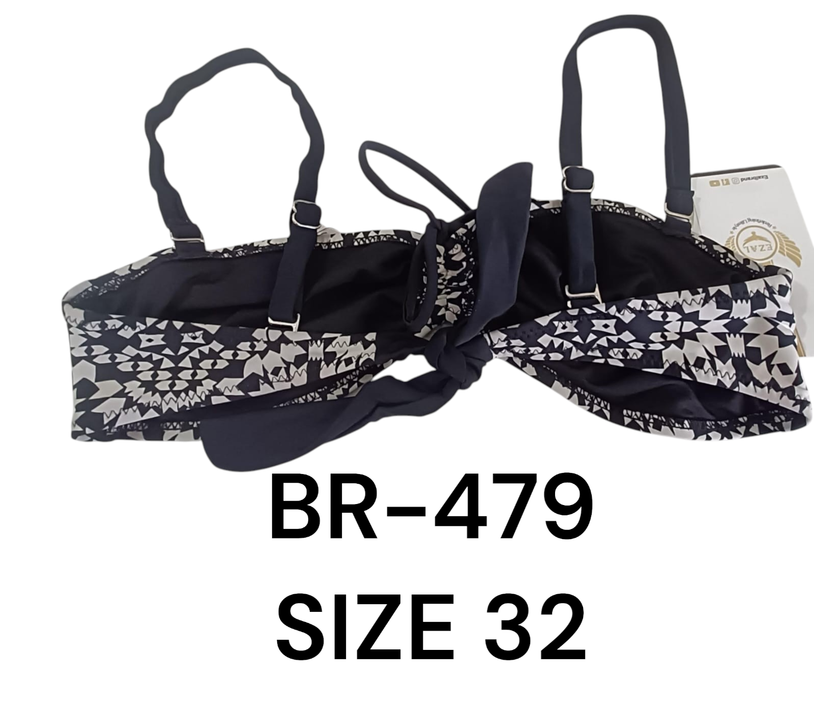 Chic Monochrome Printed Bra – BR-479 (Size 32)