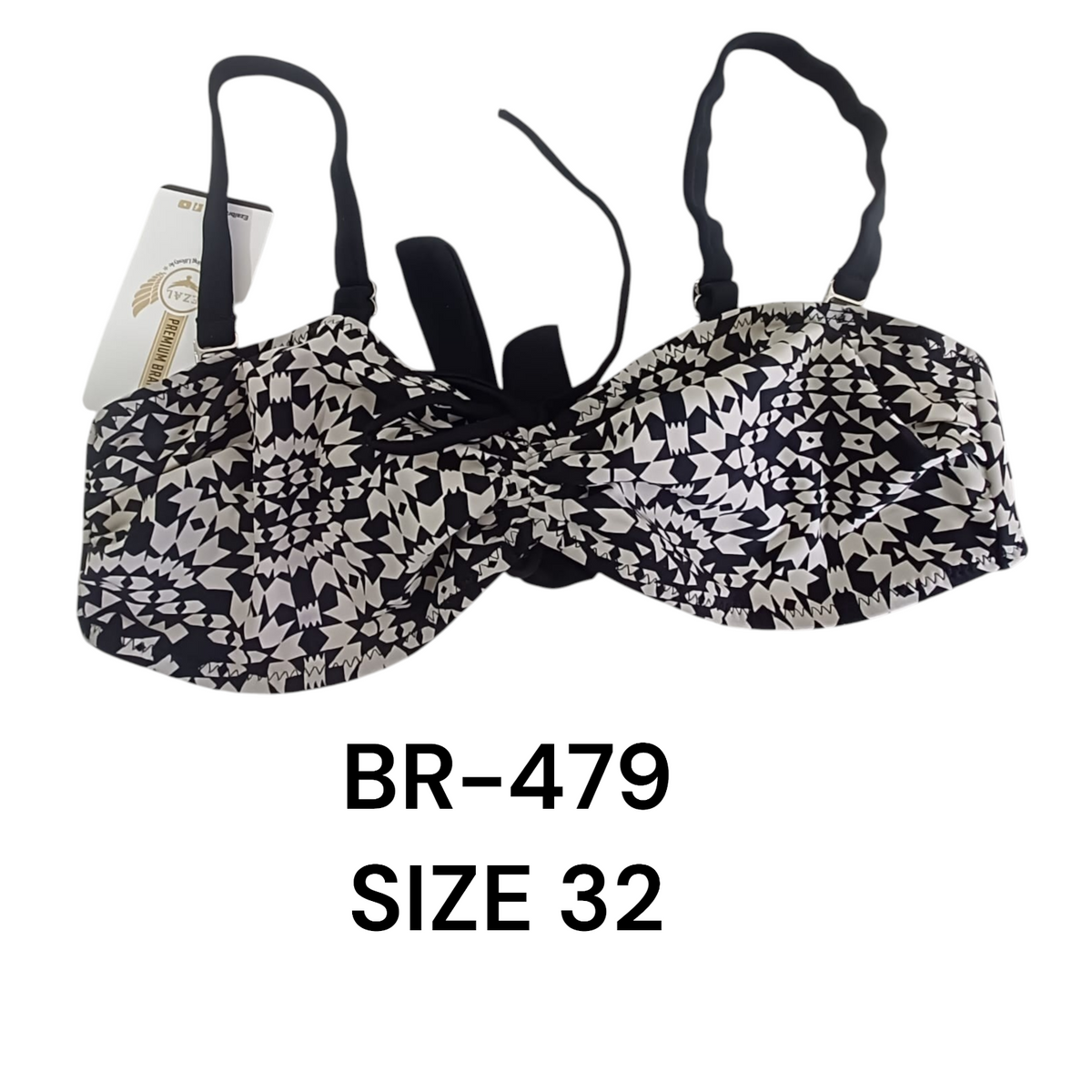 Chic Monochrome Printed Bra – BR-479 (Size 32)