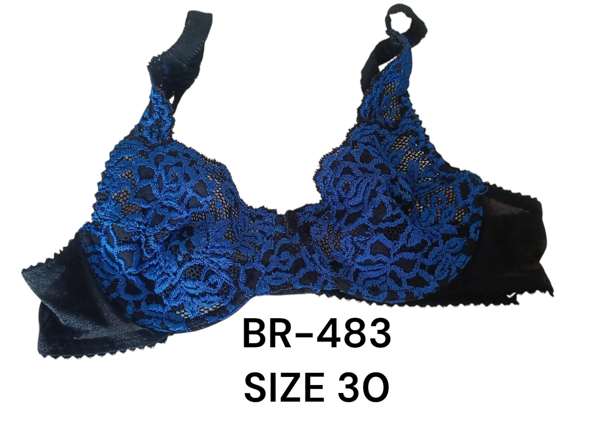 Midnight Blue Lace Underwire Bra - BR-483 (Size 30)