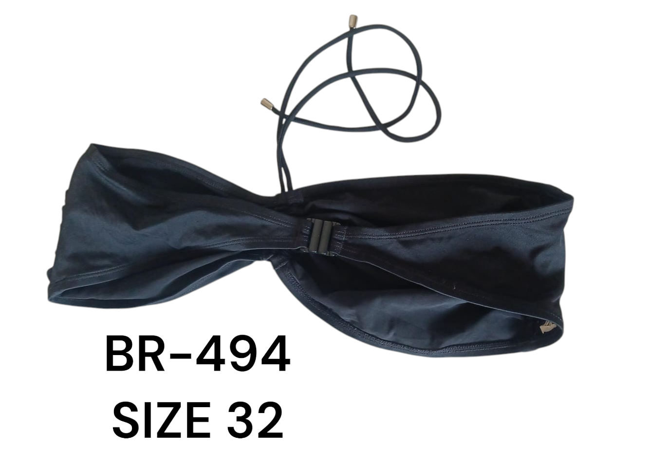 : Elegant Black Bandeau Bra - BR-494 (Size 32)