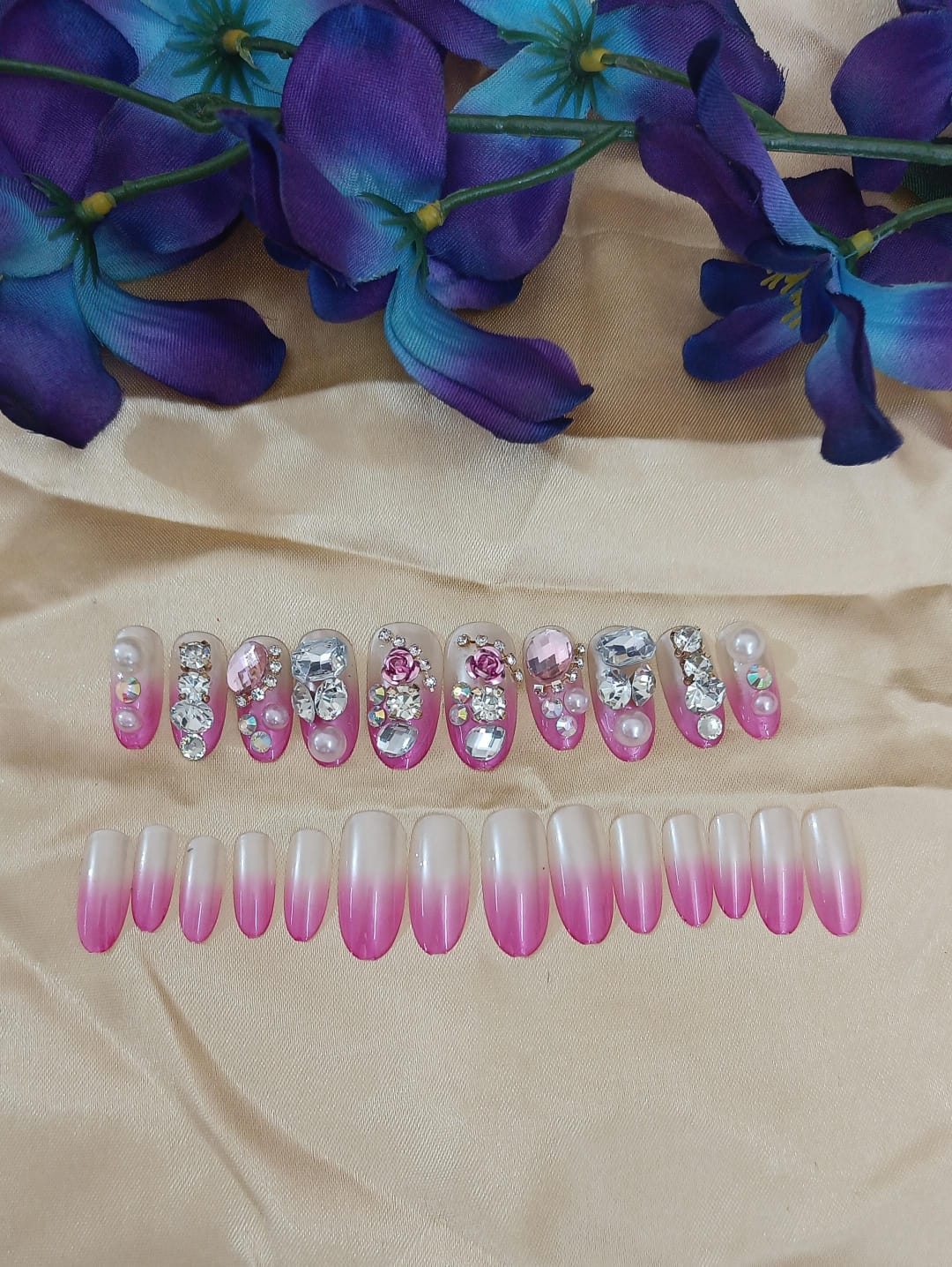 Sparkly Design Acrylic False Nails