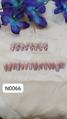 24PCS Press on Nails - French Nude Pink Glitter