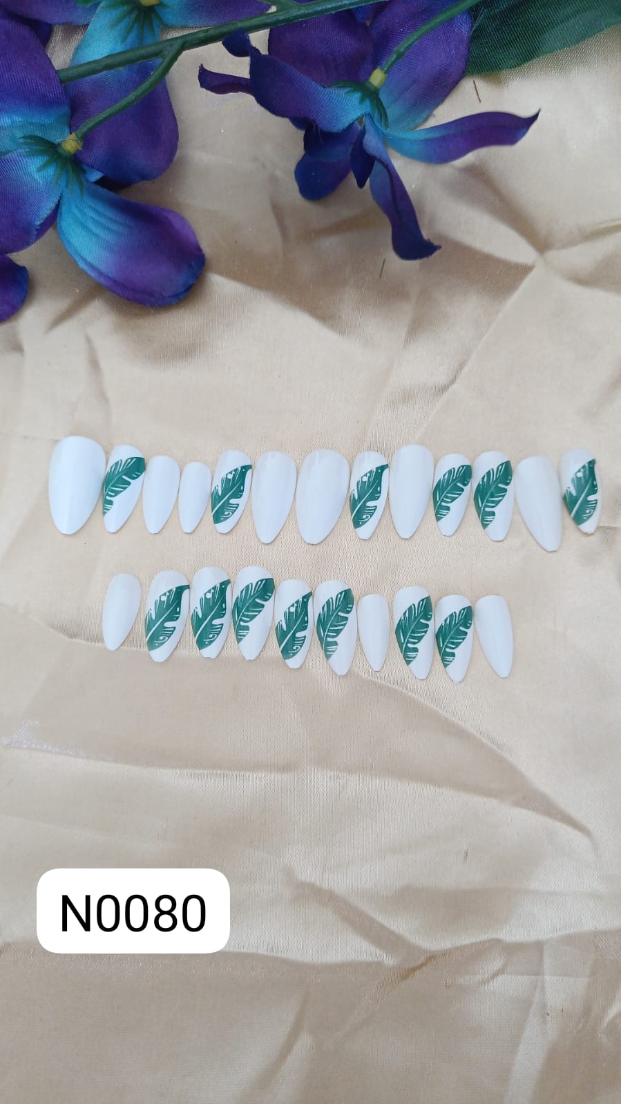 Tropical Green Leaf Press-On Nails Set (N0080)