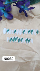 Tropical Green Leaf Press-On Nails Set (N0080)