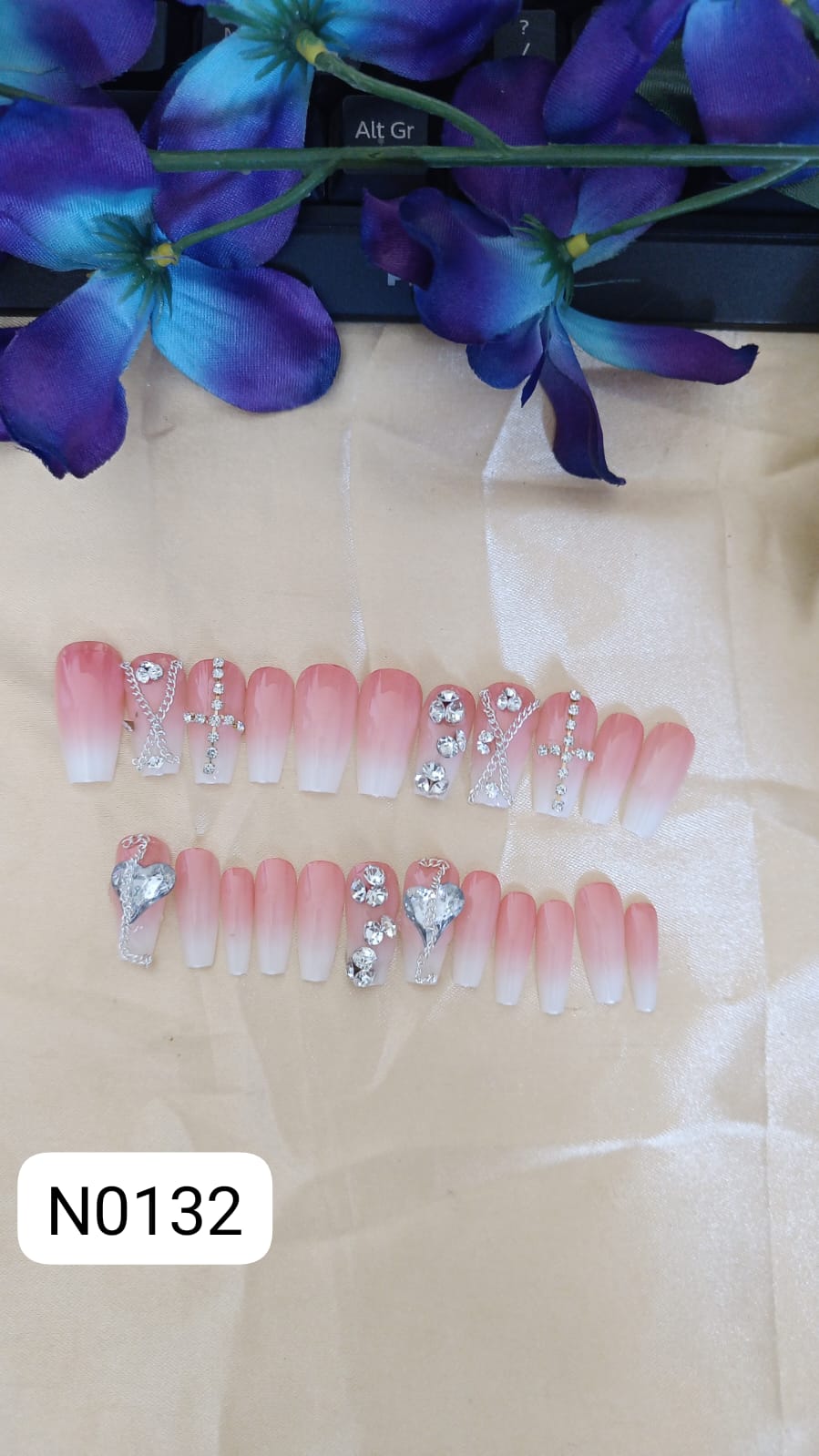 Pink Ombre Rhinestone Glam Nail Art Set