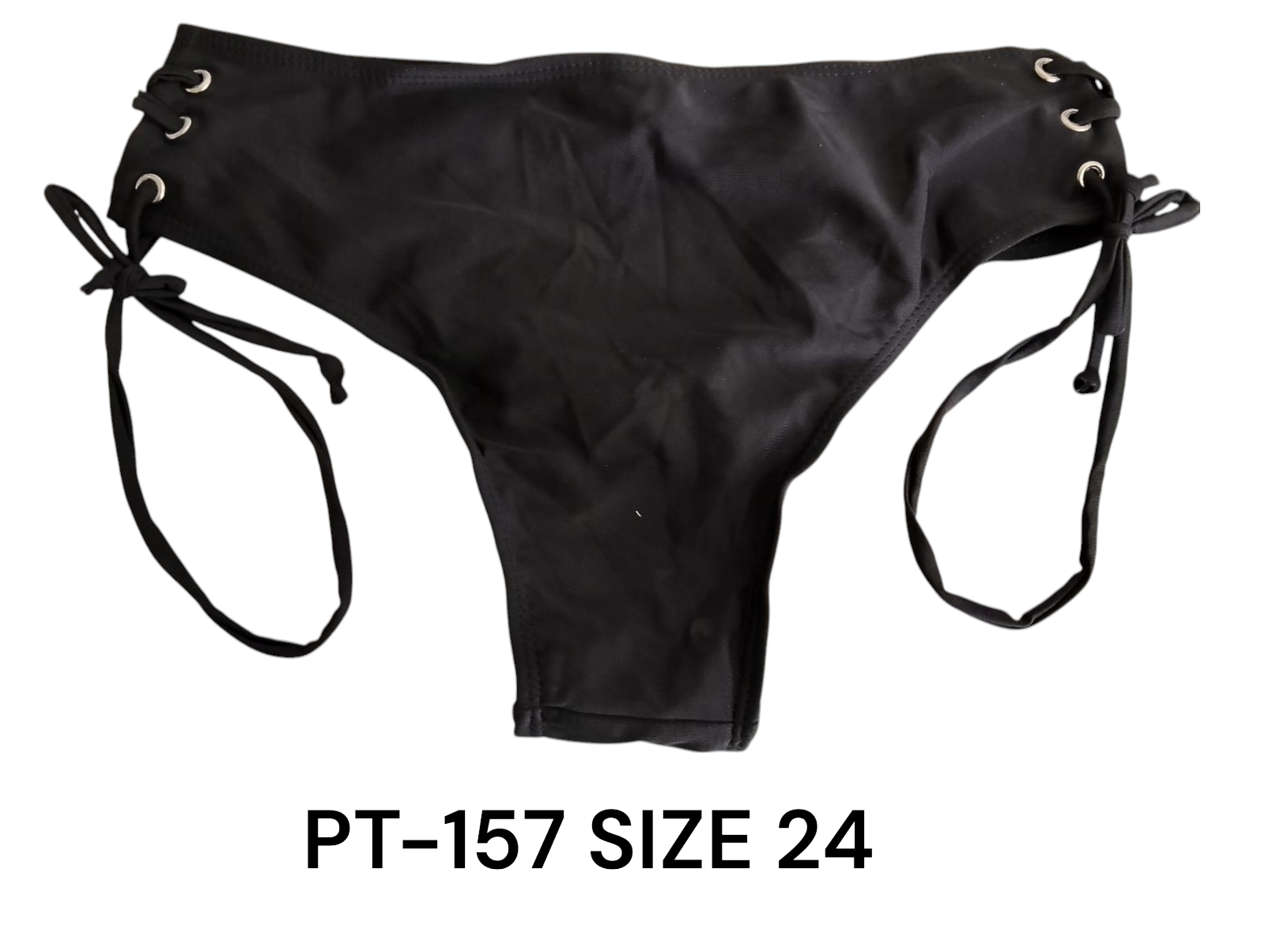 Sleek Black Lace-Up Bikini Bottom – PT-157