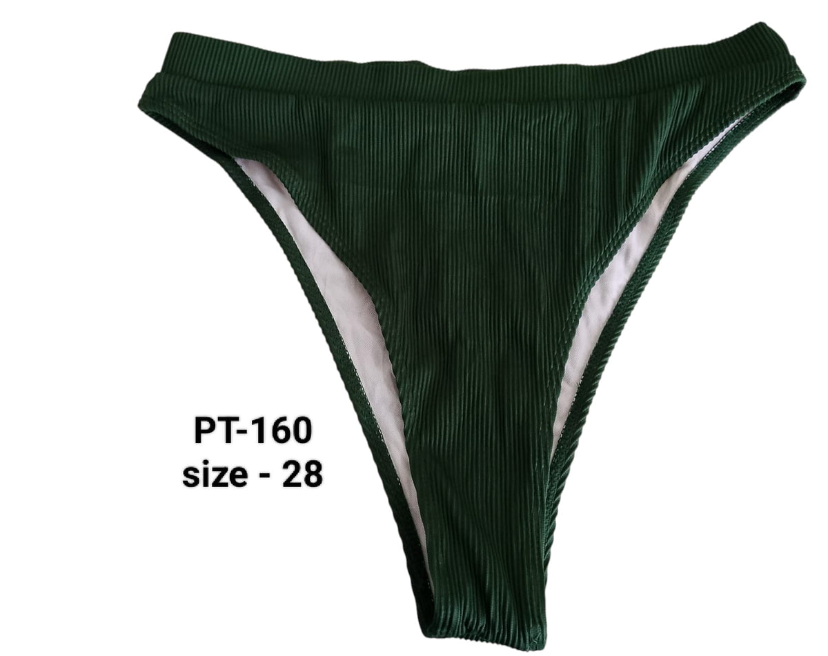 Forest Green Ribbed High-Cut Bikini Bottom