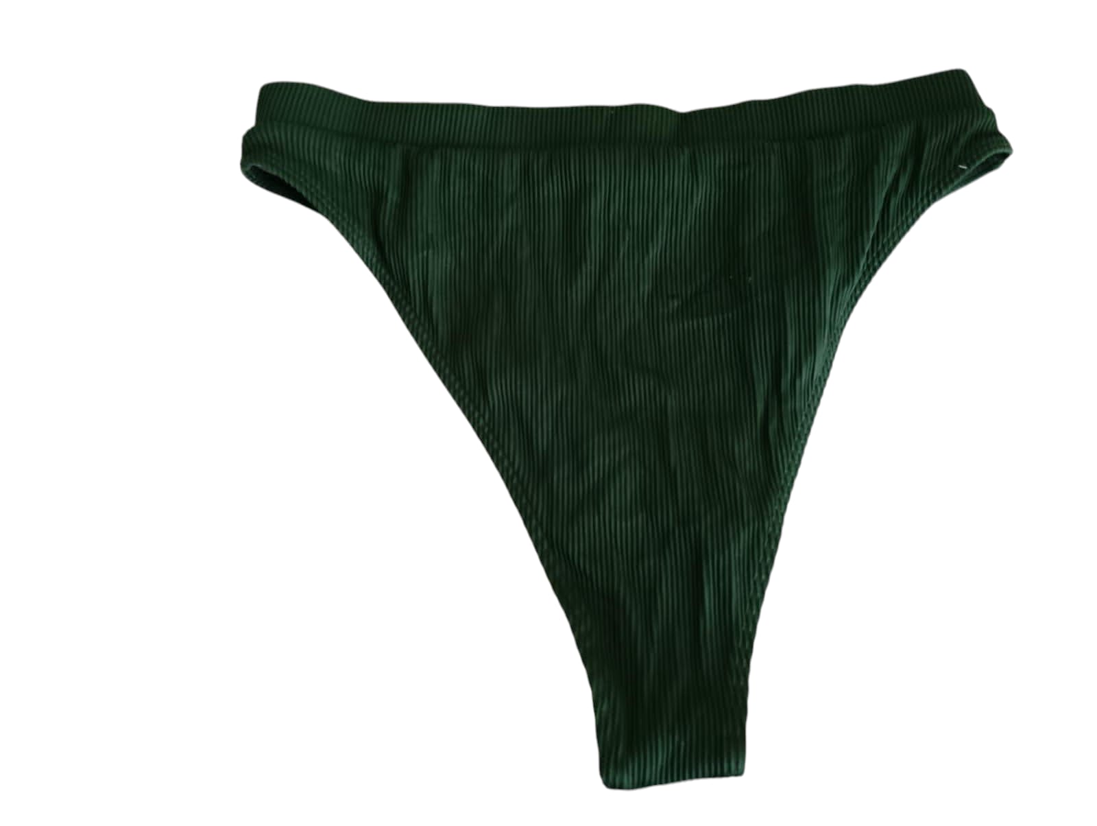 Forest Green Ribbed High-Cut Bikini Bottom