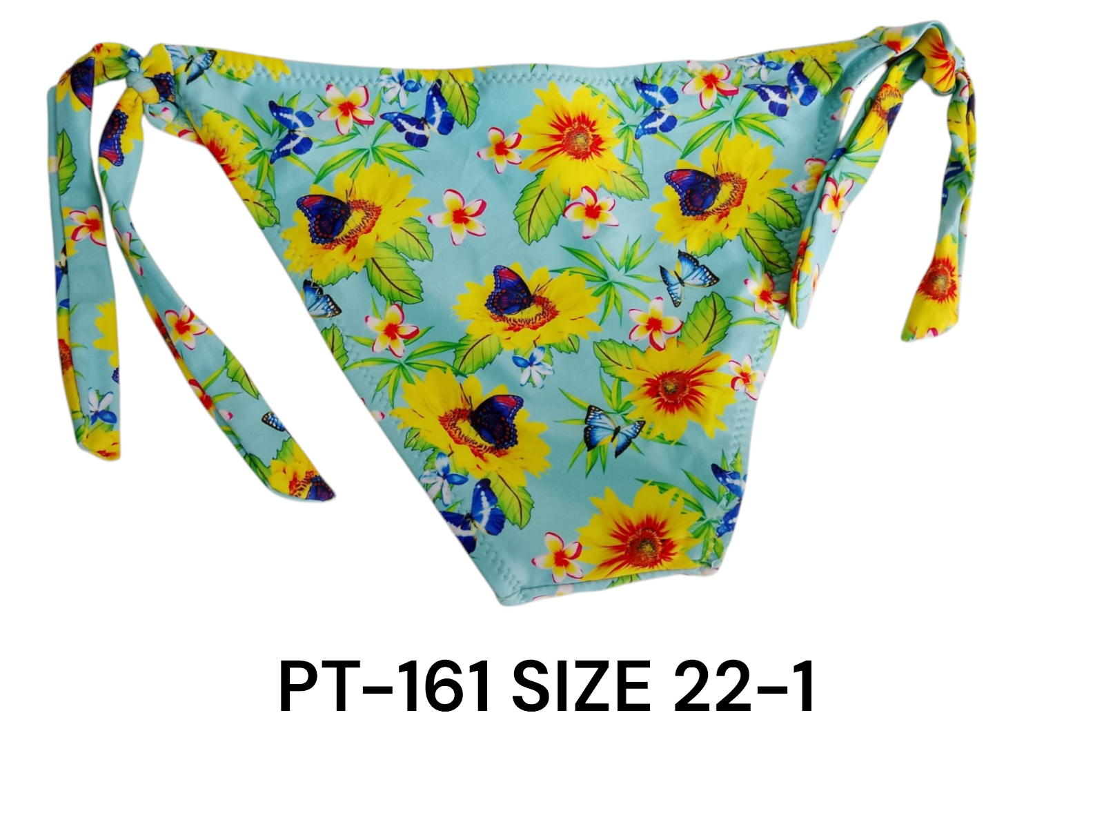 Tropical Bliss Tie-Side Bikini Bottom – Floral & Butterfly Print (PT-161)