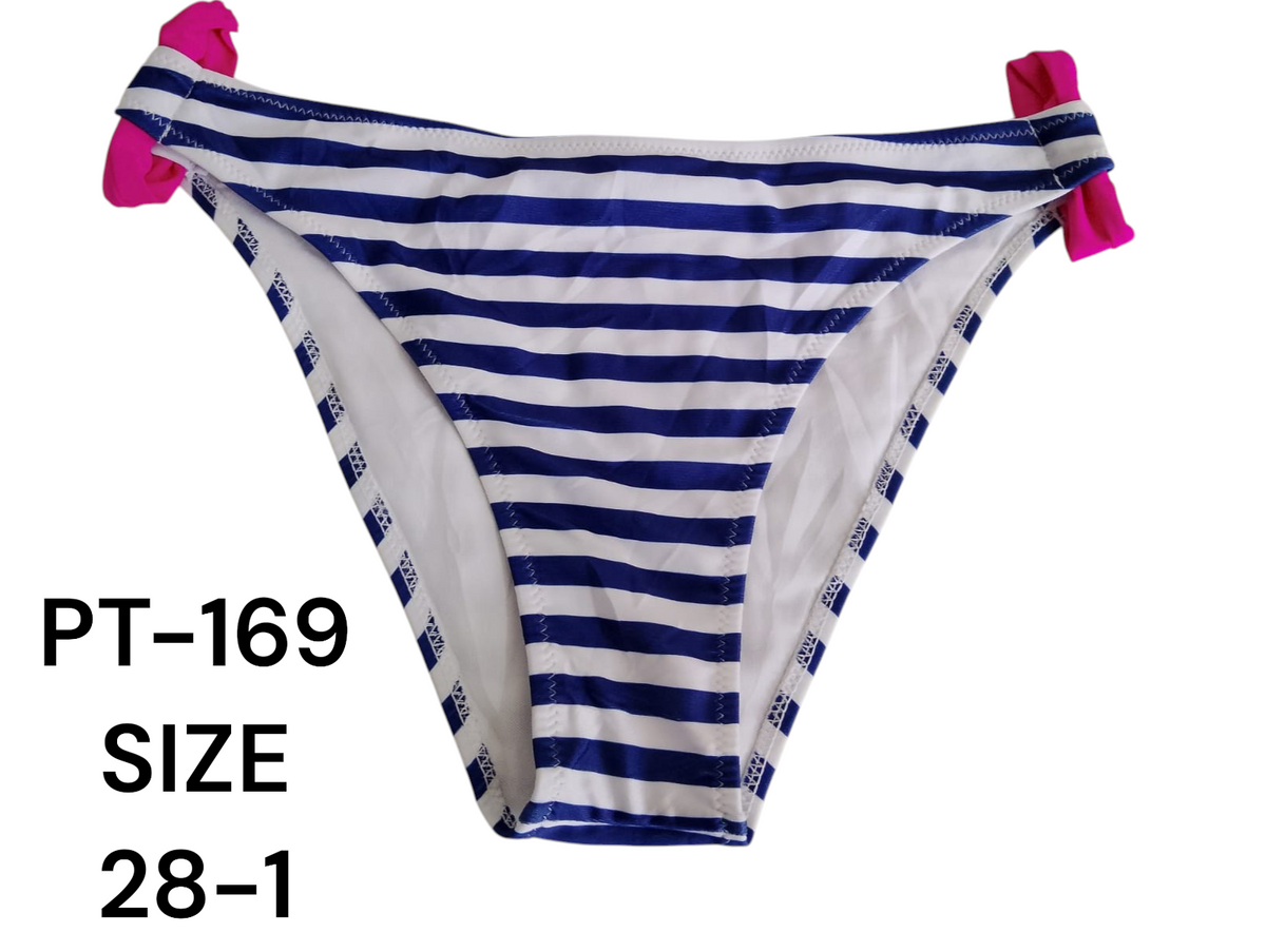 Nautical Striped Bikini Bottom with Bow Accents – PT-169