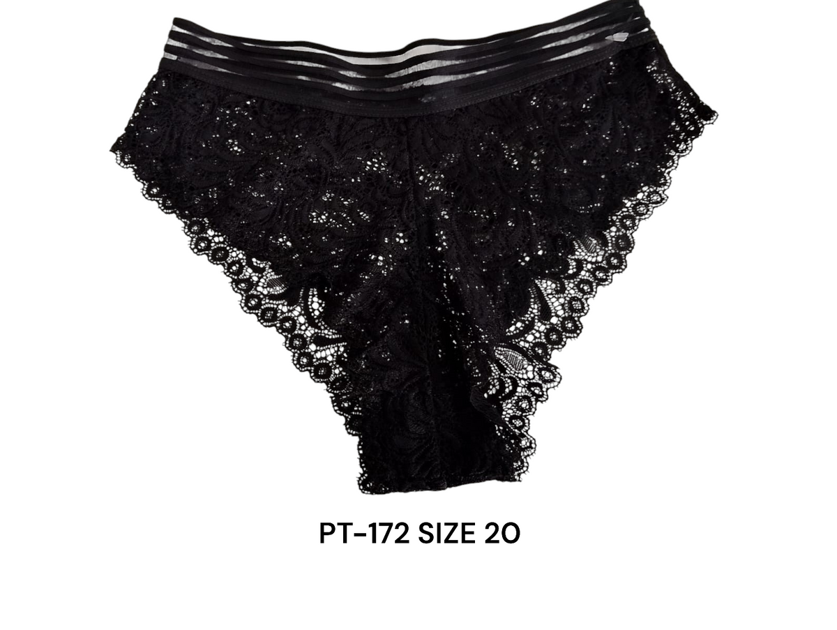 Elegant Black Lace High-Waist Panty – PT-172